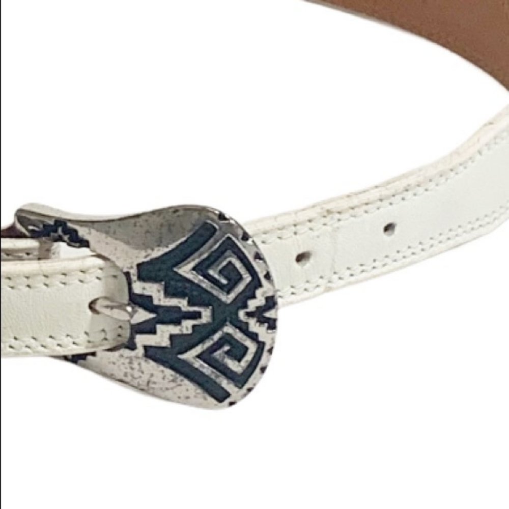 Nocona  White Leather Western Southwest Belt Vintage size 28 - Picture 4 of 8